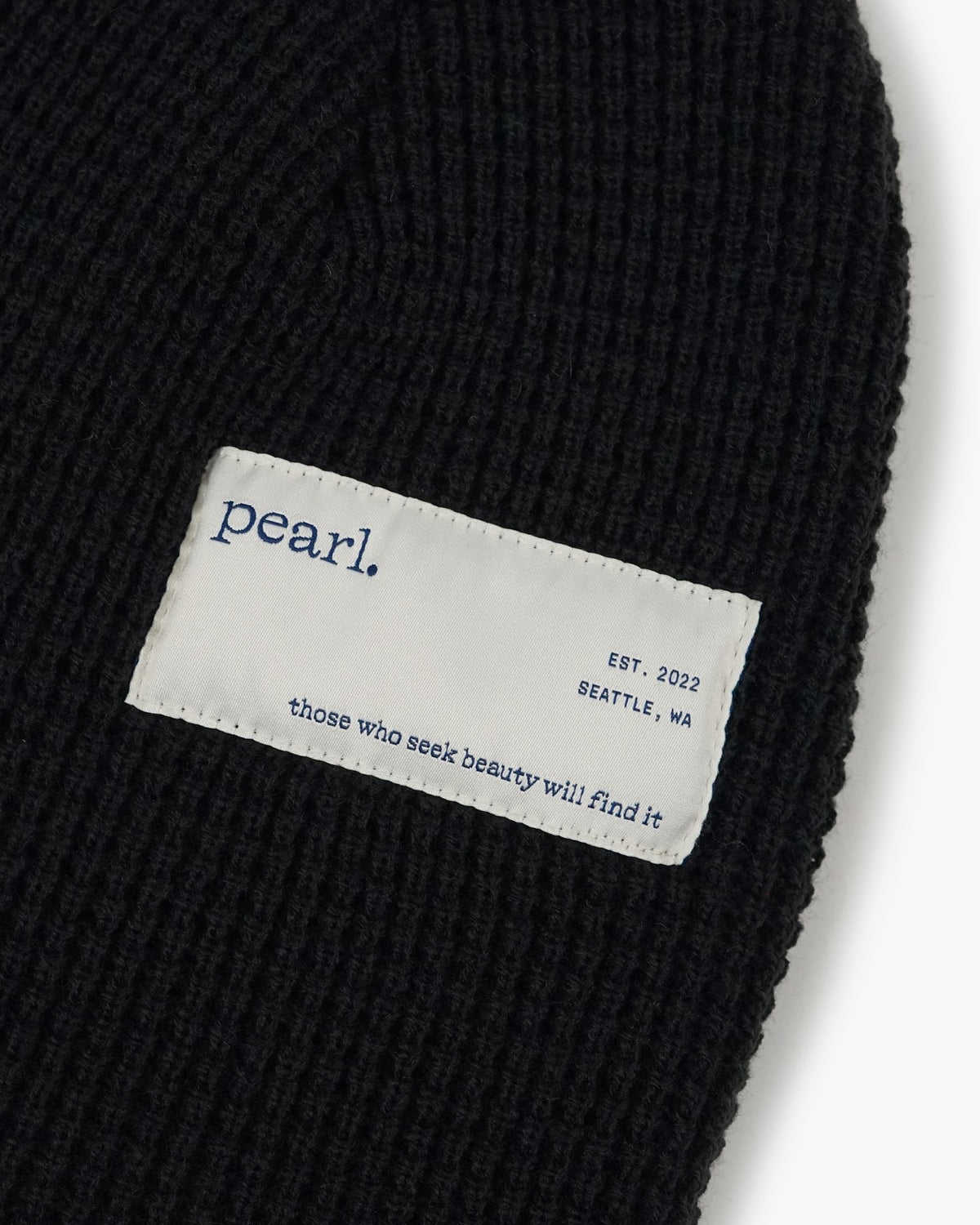Pearl Hidden Label Waffle Beanie Black beanies Pearl 