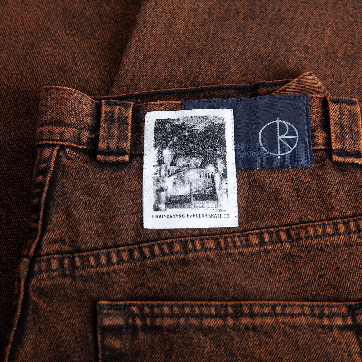 Polar Ebou Sanyang Big Boy Denim Pants Badalona Orange/Black pants Polar Skate Co 