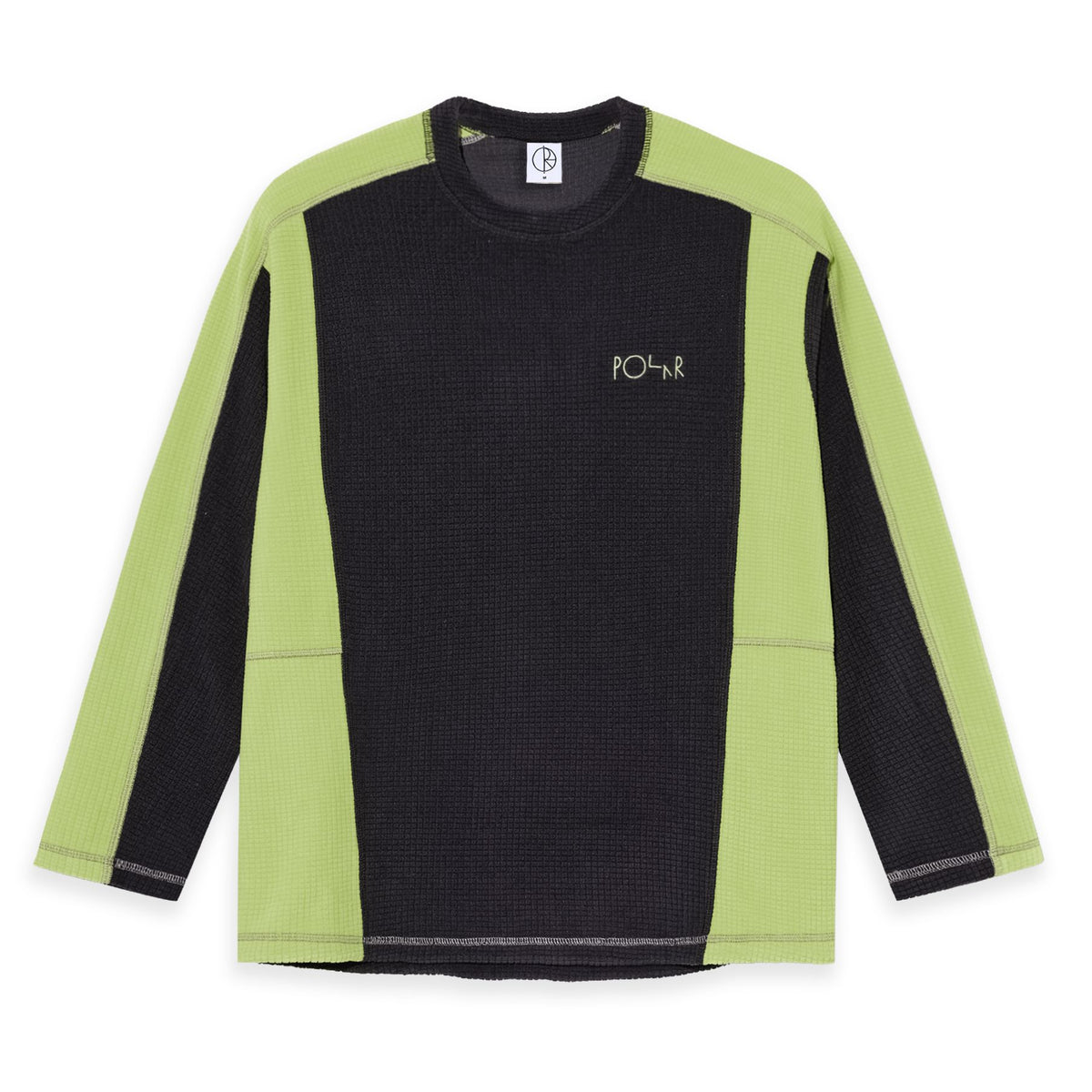 Polar Grid Fleece Sweater Black/Chartreuse crewnecks Polar Skate Co 