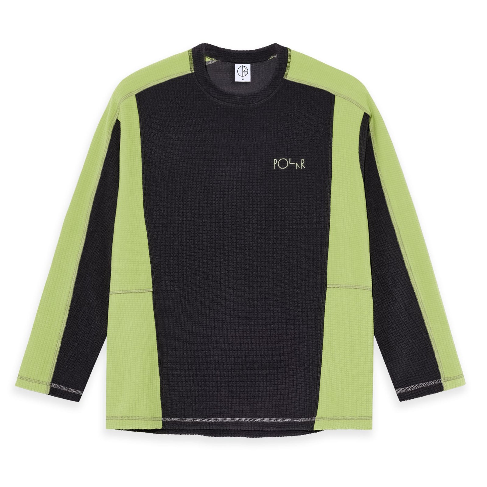 Polar Grid Fleece Sweater Black/Chartreuse crewnecks Polar Skate Co 