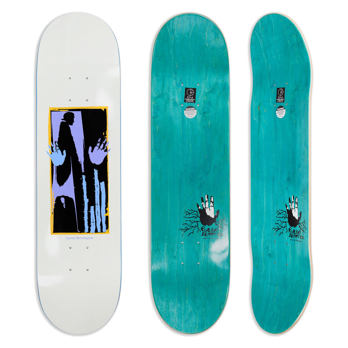 Polar Herrington Hands Off White Deck Short 8.125 decks Polar Skate Co 