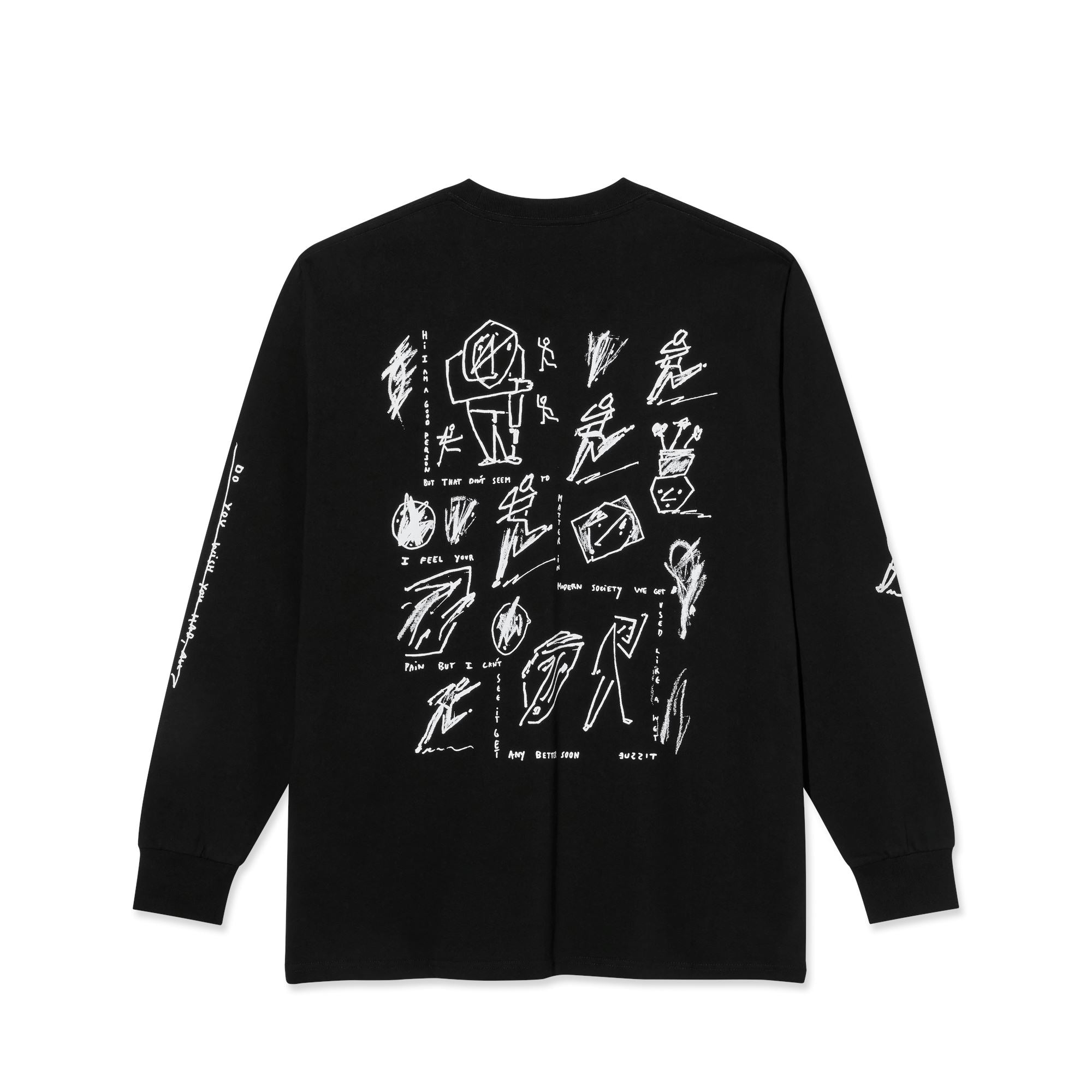 Polar Sad at Times L/S Tee Black tees Polar Skate Co 