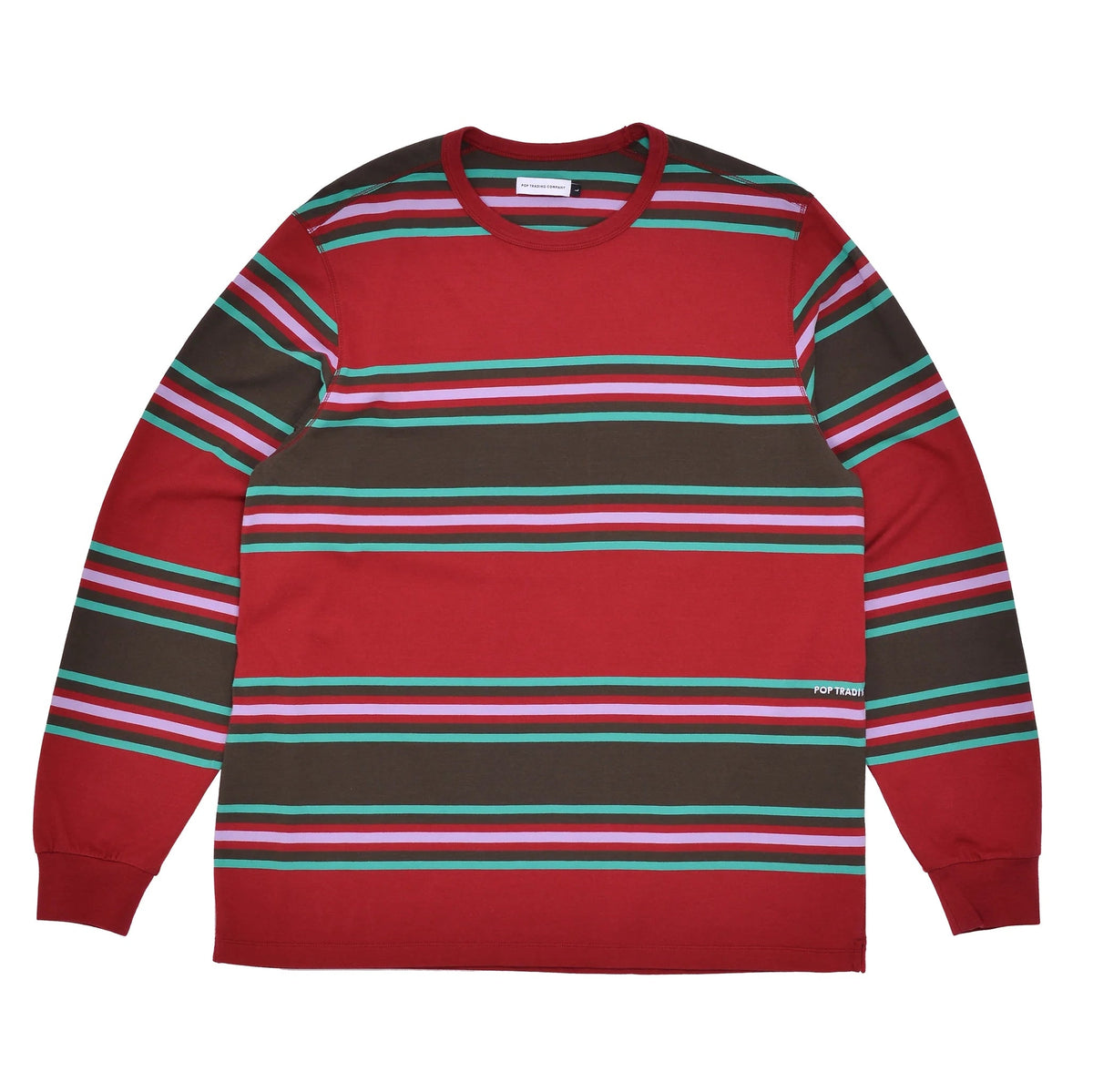 Pop Trading Co Striped L/S Shirt Rio Red shirts Pop Trading Co 