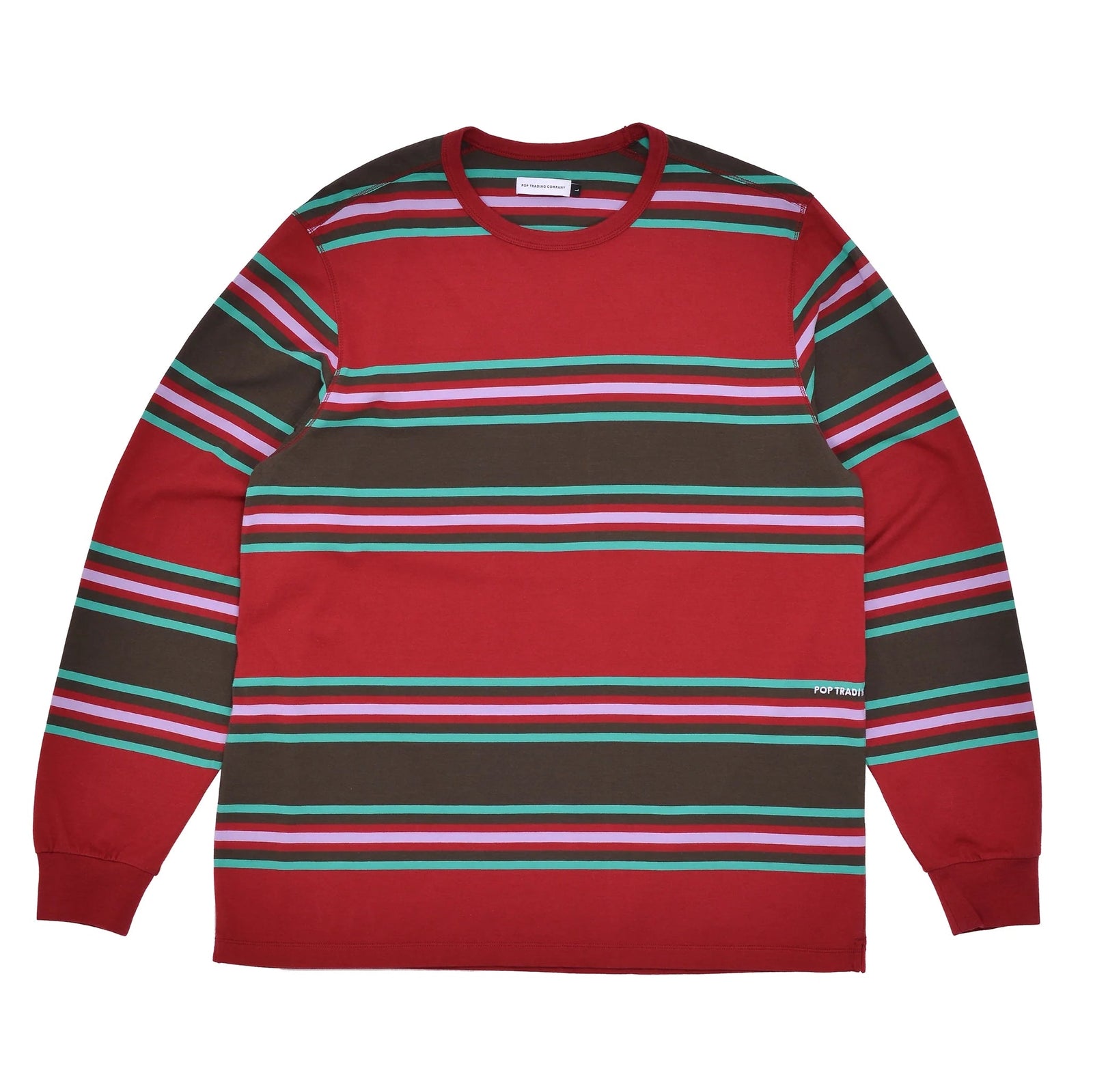 Pop Trading Co Striped L/S Shirt Rio Red shirts Pop Trading Co 