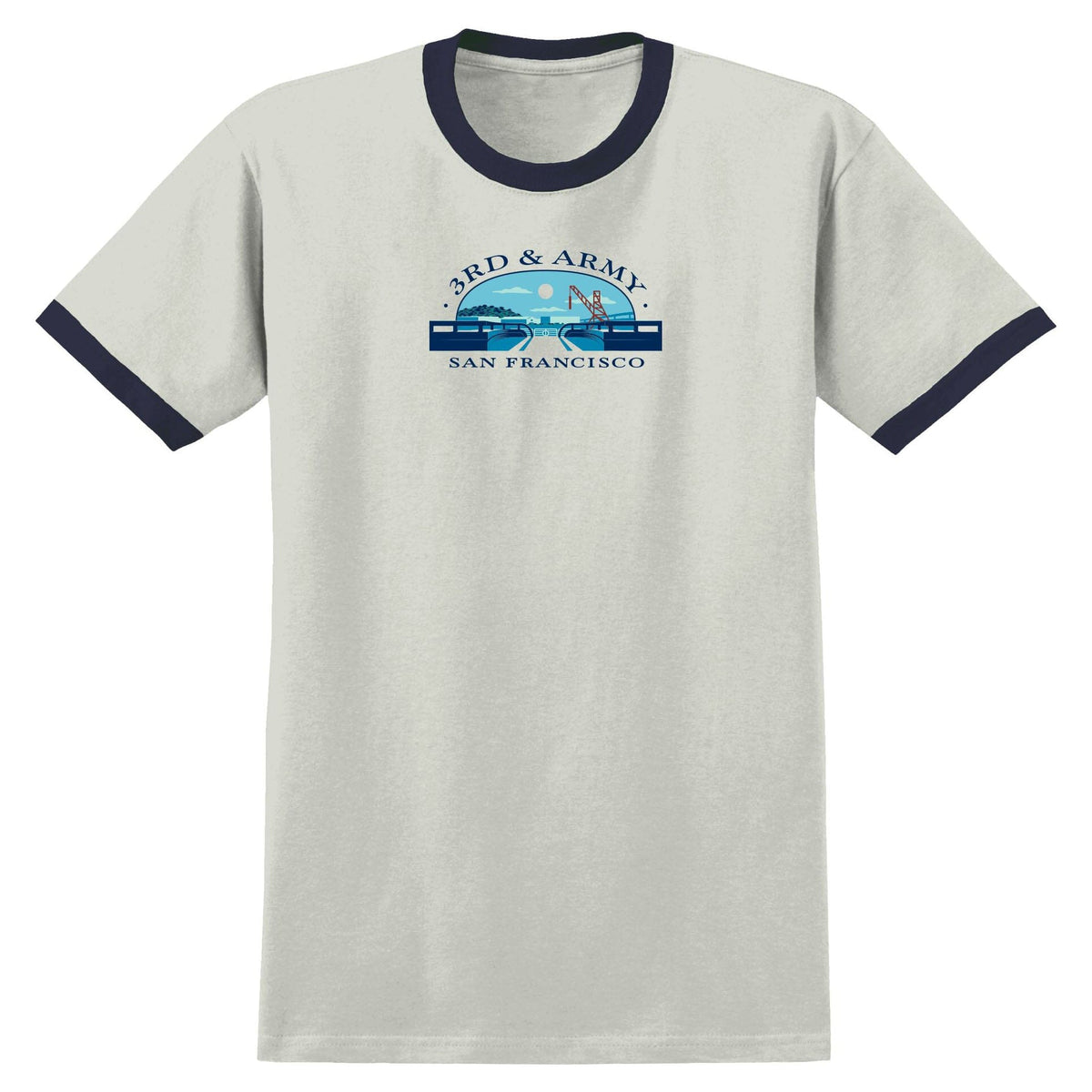 Real 3rd and Army Ringer Tee Nautral/Navy tees Real 