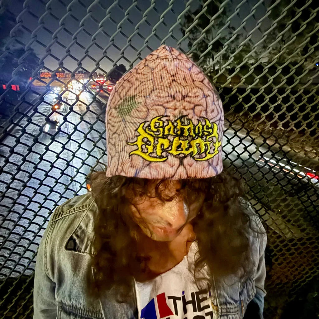 Satans Drano Brain Rot Skully Beanie Pink beanies Satans Drano 