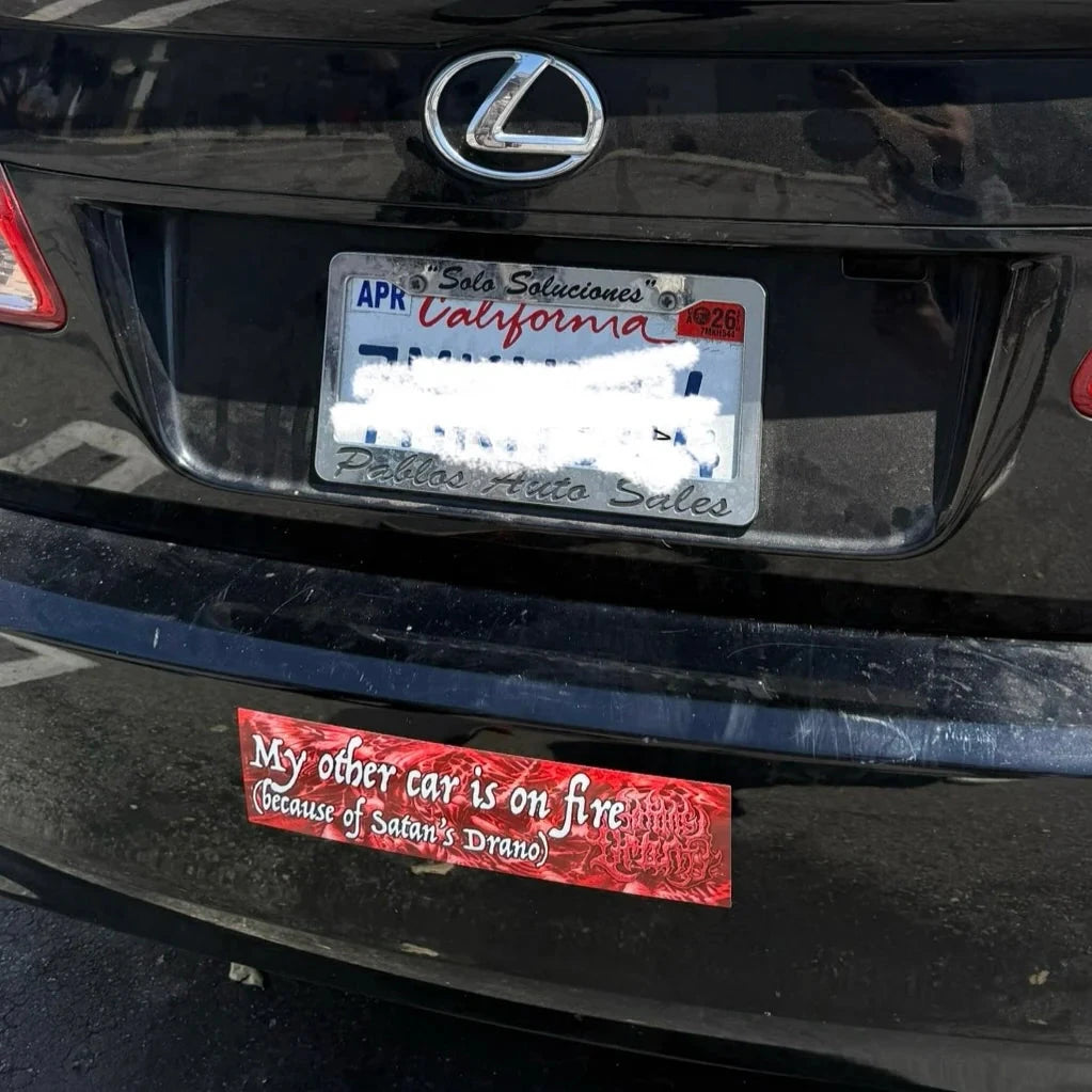 Satans Drano Bumper Sticker Red stickers Satans Drano 