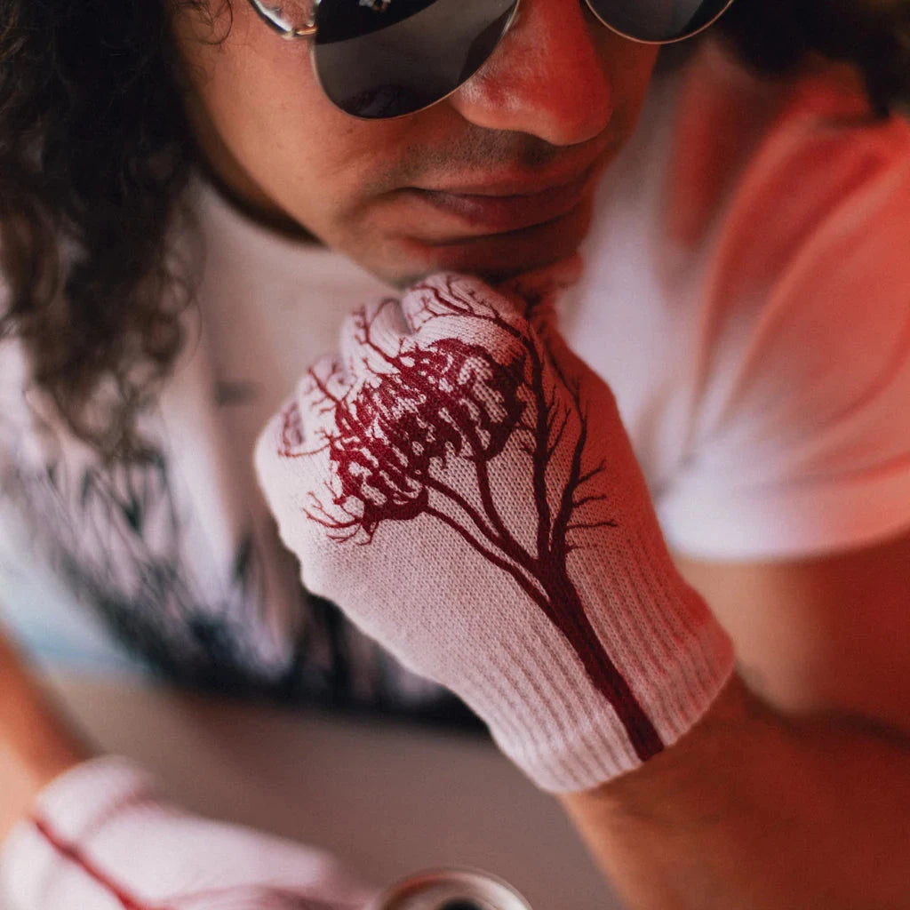 Satans Drano Vein Gloves White/Red accessories Satans Drano 