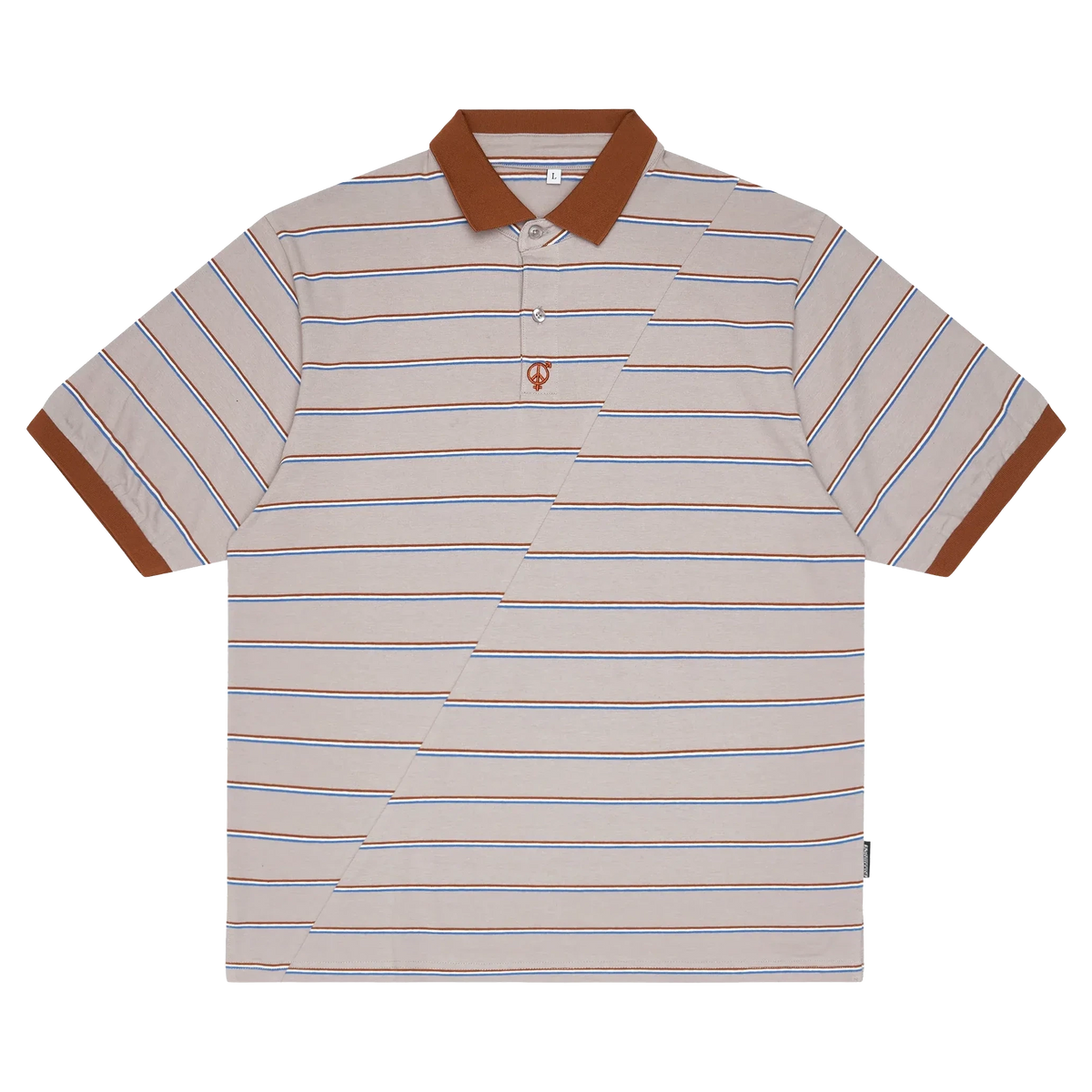 Sexhippies Split Stripe Polo Shirt Grey/Brown/Blue shirts Sexhippies 