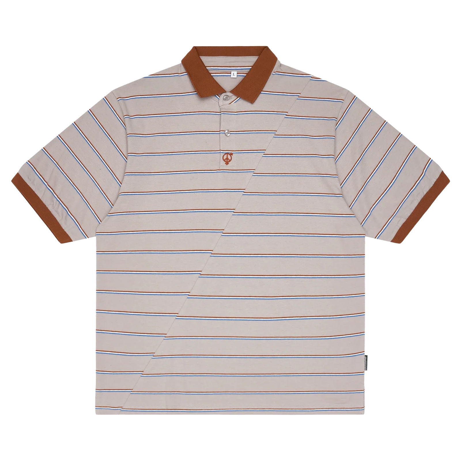 Sexhippies Split Stripe Polo Shirt Grey/Brown/Blue shirts Sexhippies 