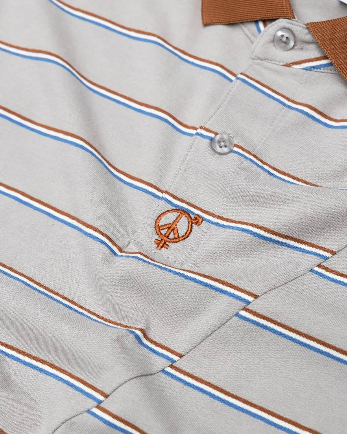 Sexhippies Split Stripe Polo Shirt Grey/Brown/Blue shirts Sexhippies 