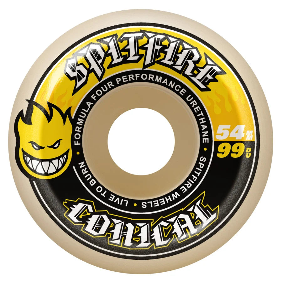 Spitfire 99A 52MM F4 Conical Yellow Print Wheels