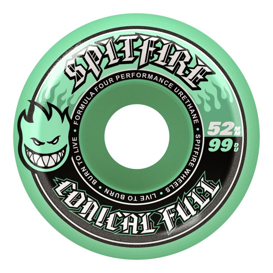 Spitfire F4 Conical Full Teal Wheels 99A 52MM wheels Spitfire 