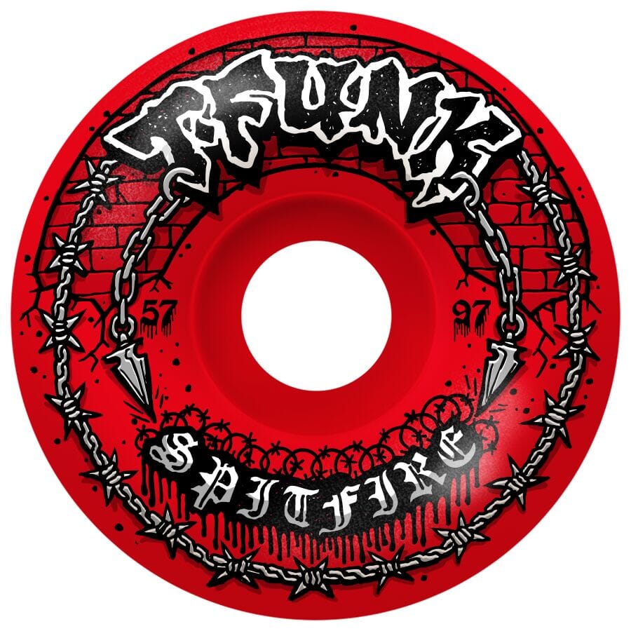 Spitfire F4 T-Funk Raw Radial Full Wheels Red 97A 57MM wheels Spitfire 