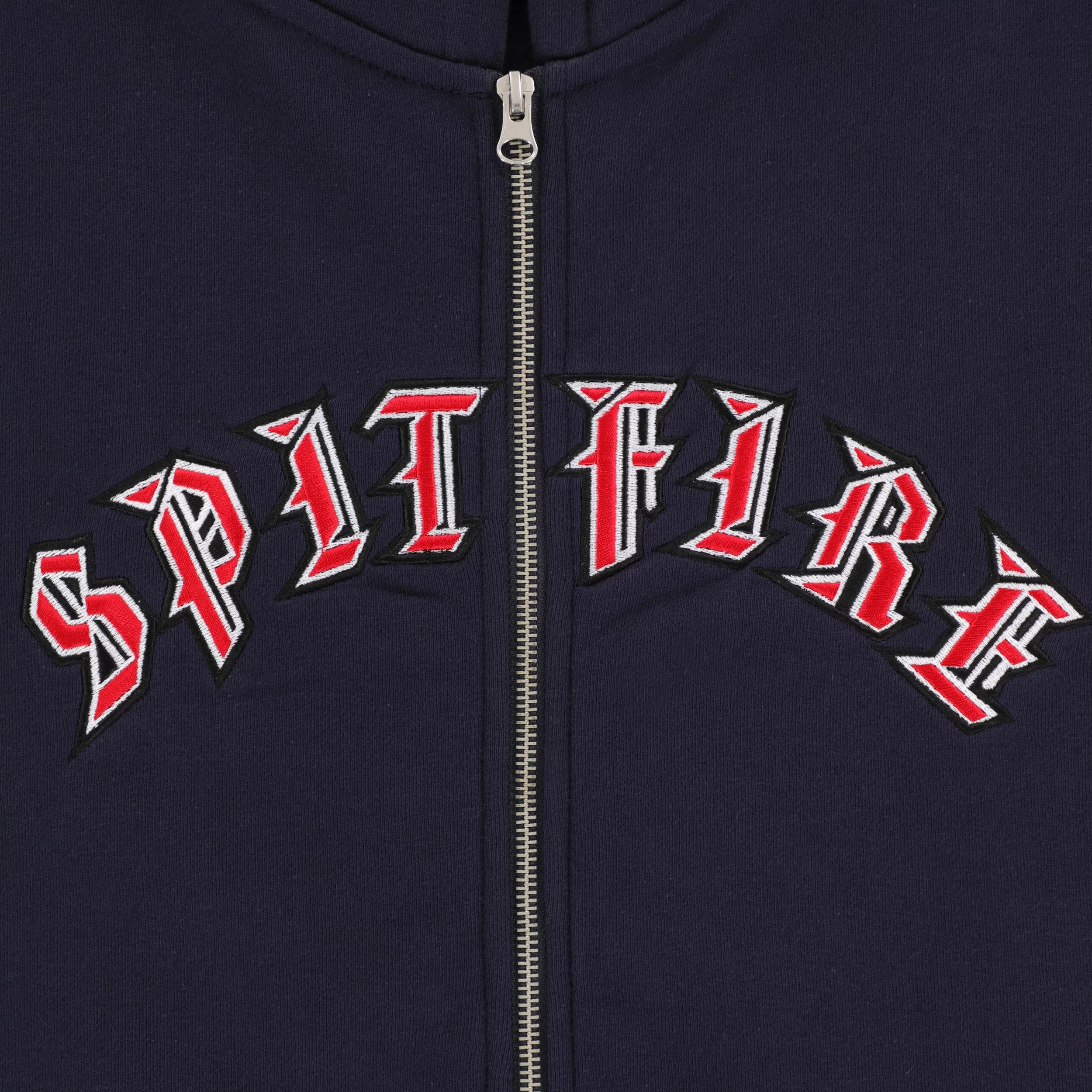 Spitfire Old E Embroidered Zip Hoodie Navy - Coureur Goods