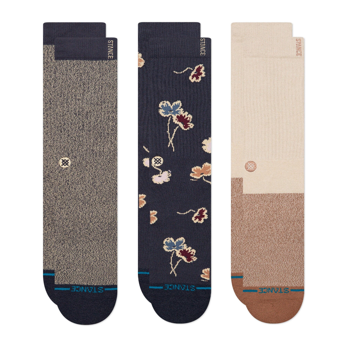 Stance Botanical Bliss Crew Sock 3 Pack Navy Socks Stance 