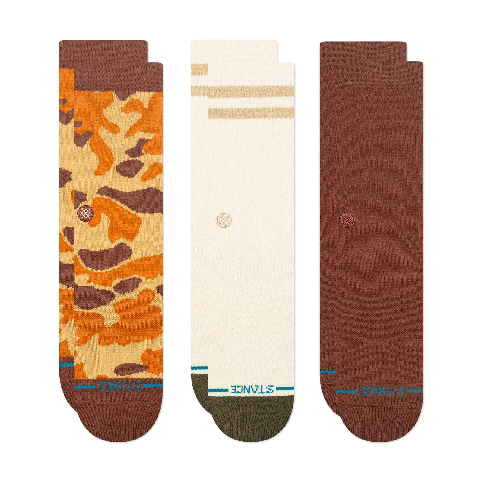 Stance Camo Crew Sock 3 Pack Brown Socks Stance 