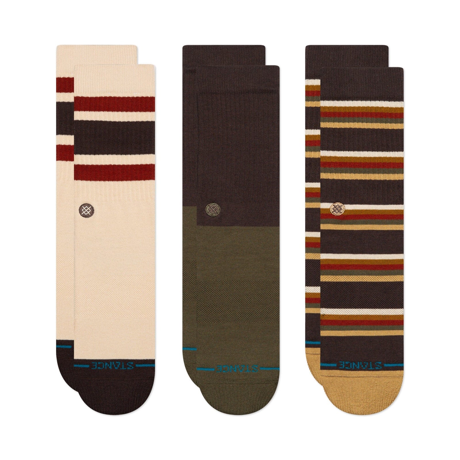 Stance Mill House Crew Sock 3 Pack Dark Brown Socks Stance 
