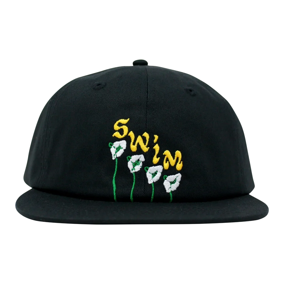 Swim Flowers 6 Panel Hat Black hats Swim 