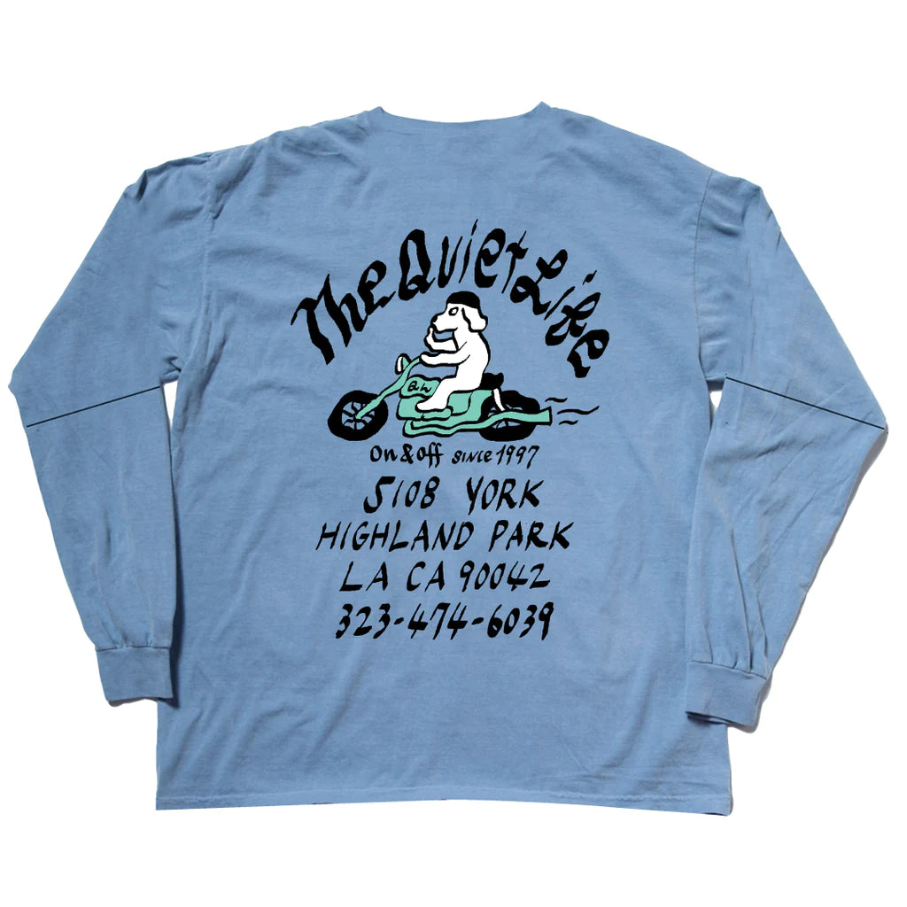 The Quiet Life Moto Dog Pigment Dyed L/S Tee Blue tees The Quiet Life 