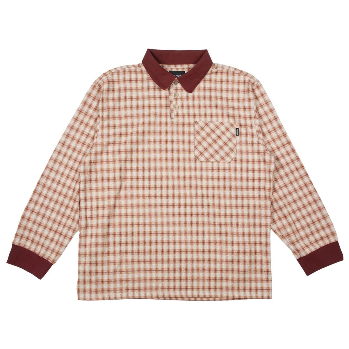 Theories ESP Longsleeve Polo Peach/Burgundy shirts Theories 