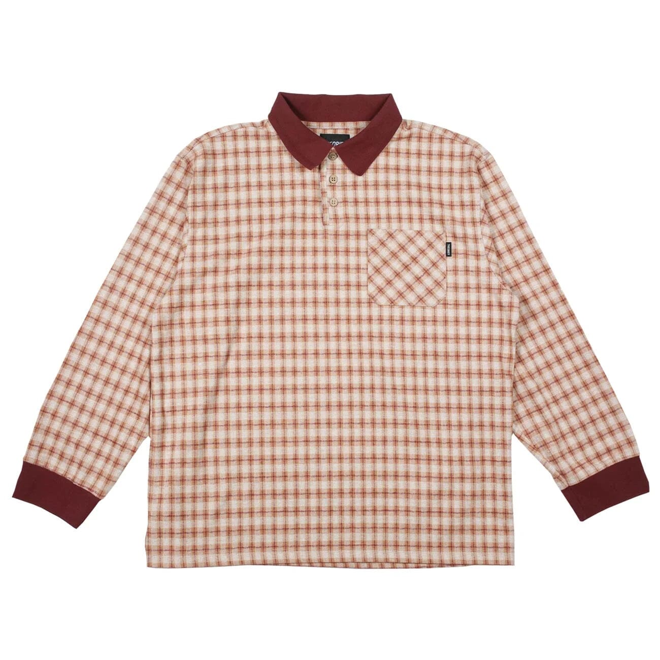 Theories ESP Longsleeve Polo Peach/Burgundy shirts Theories 