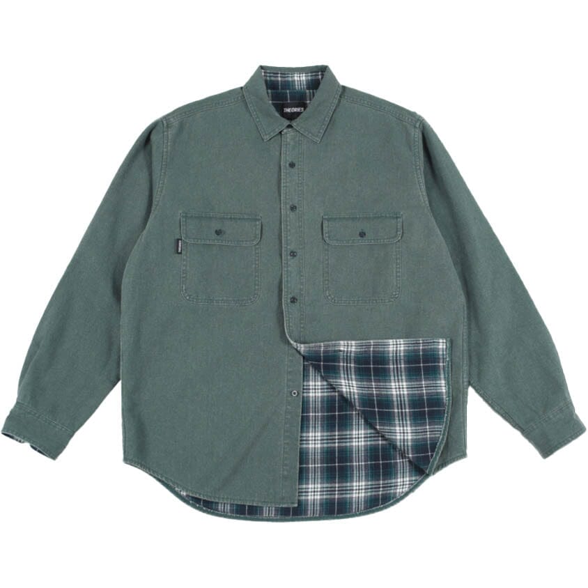 Theories Union Flannel Shacket Sea Green shirts Theories 