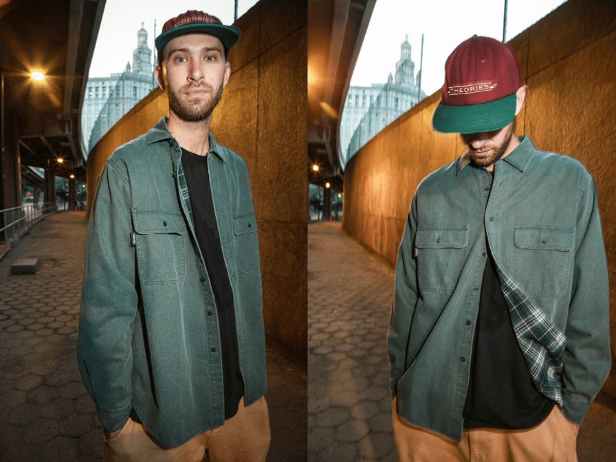 Theories Union Flannel Shacket Sea Green shirts Theories 