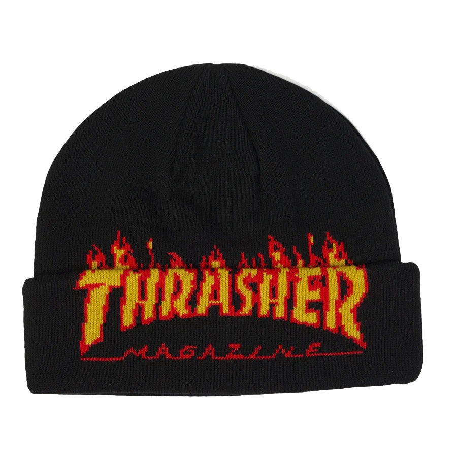 Thrasher Flame Fold Beanie Black beanies Thrasher Magazine 