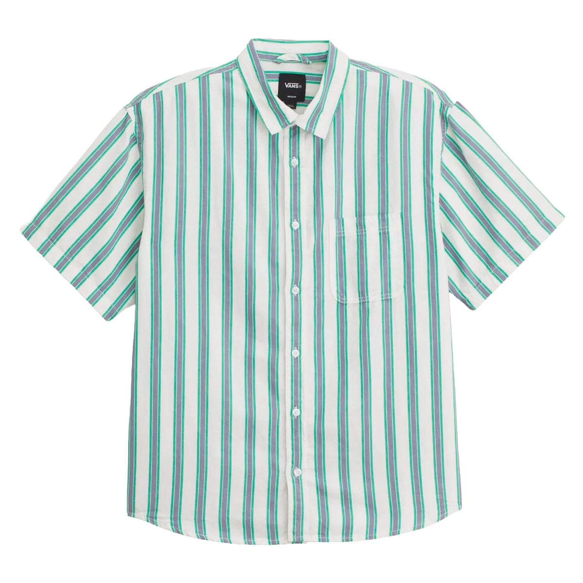 Vans Lawson Stripe Shirt White/Vivid Verdant Green shirts Vans 