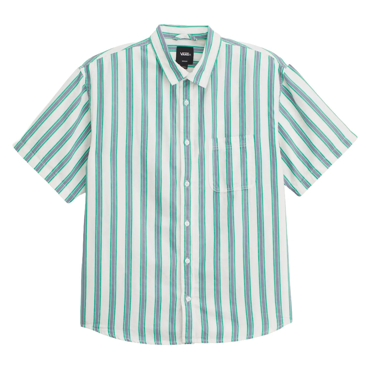 Vans Lawson Stripe Shirt White/Vivid Verdant Green shirts Vans 
