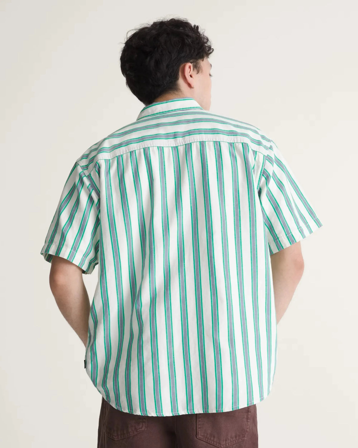 Vans Lawson Stripe Shirt White/Vivid Verdant Green shirts Vans 