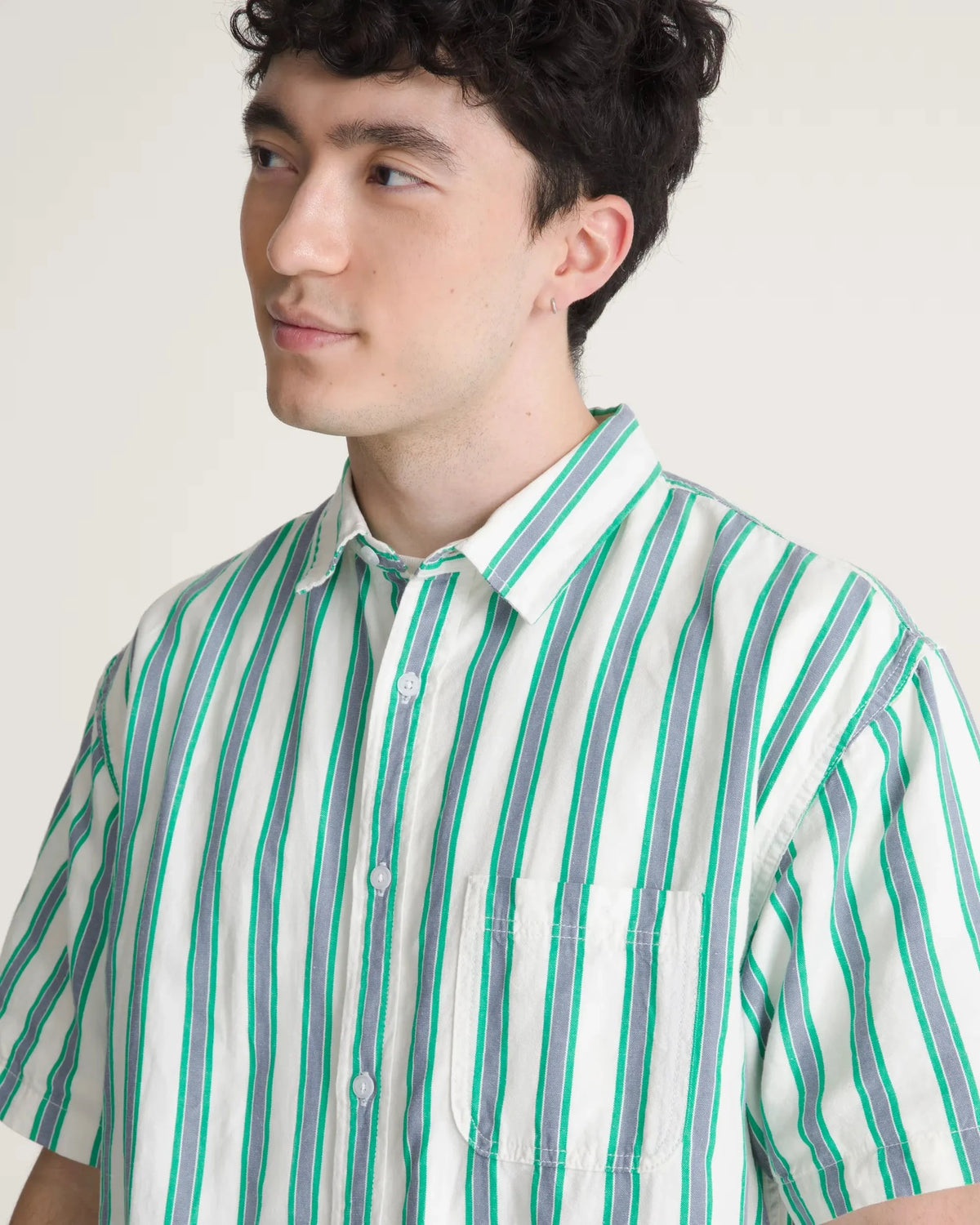 Vans Lawson Stripe Shirt White/Vivid Verdant Green shirts Vans 