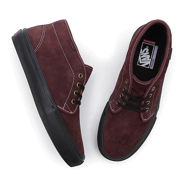 Dark red vans clearance with black laces