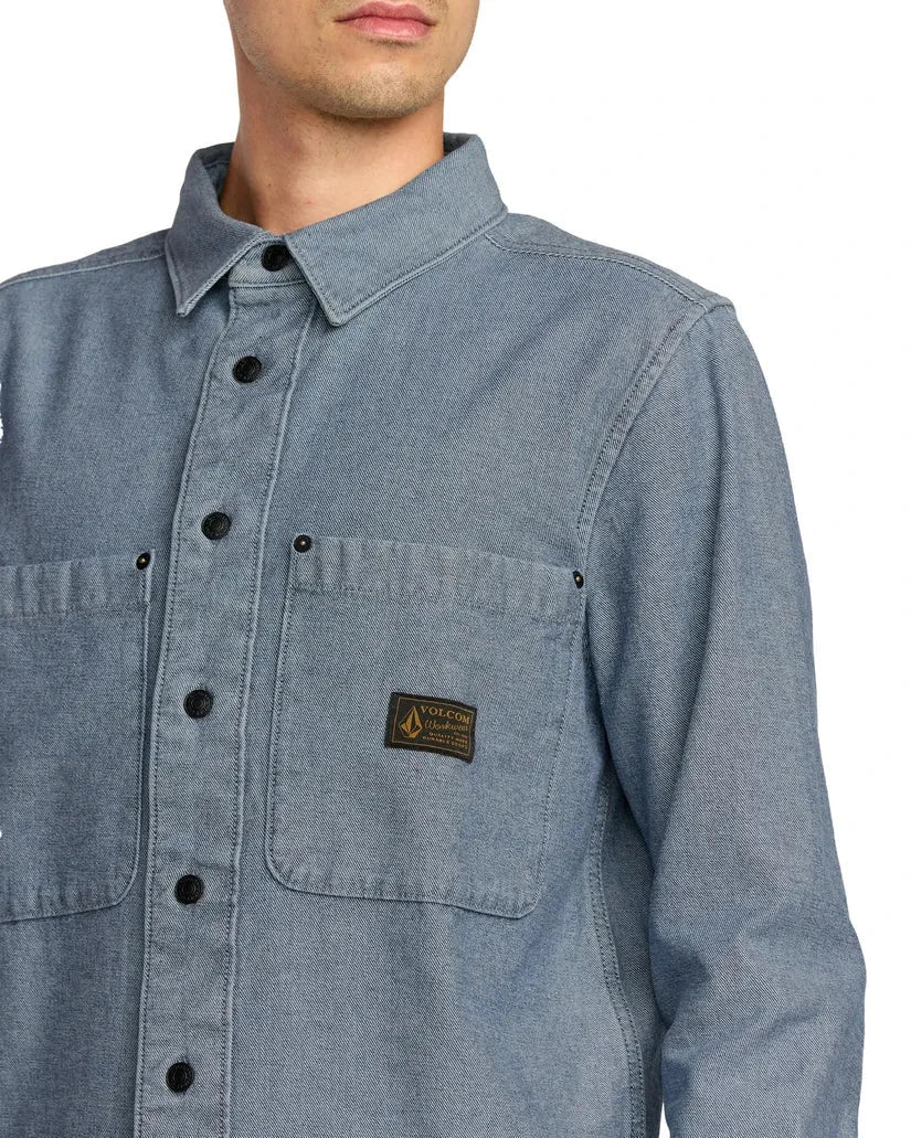 Volcom Levelstone L/S Workwear Shirt Blue Wash shirts Volcom 