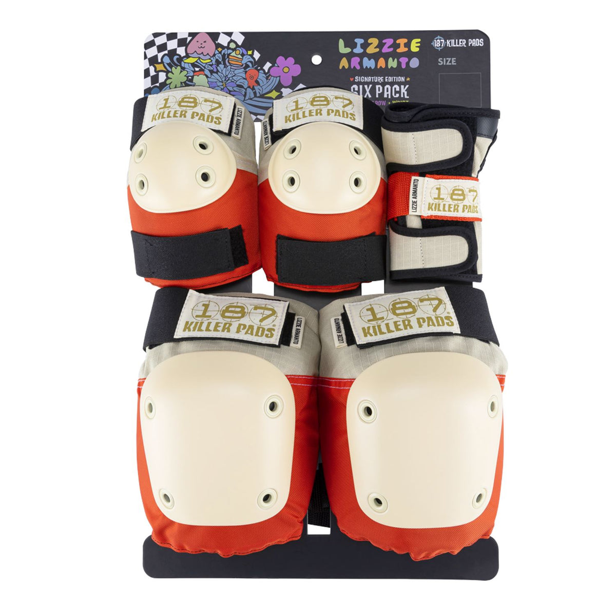187 Killer Pads Six Pack Pad Set Lizzie Orange safety gear 187 Killer Pads 