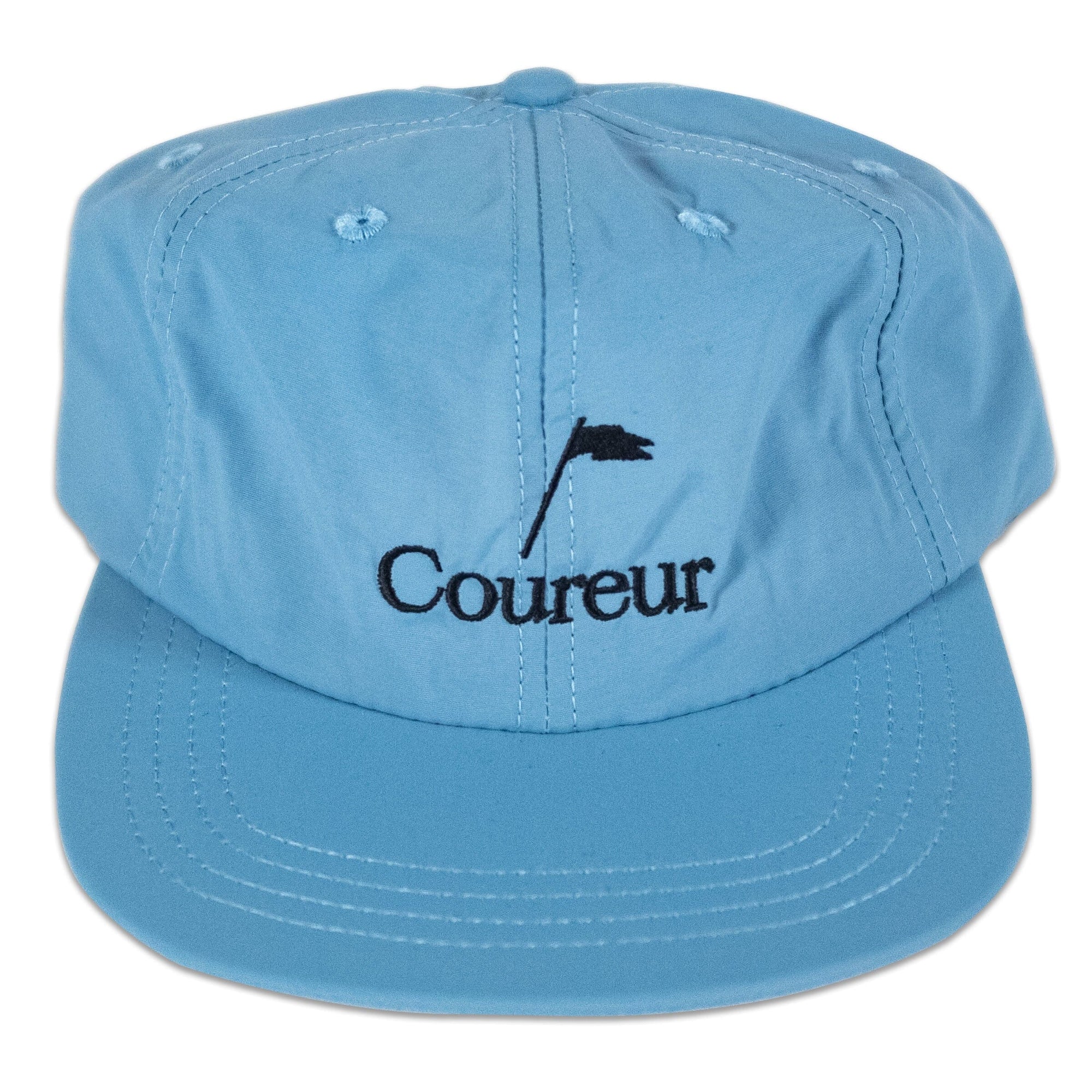 Coureur Goods Pennant EMB Packable 6 Panel Cap Crane Blue hats Coureur Goods 