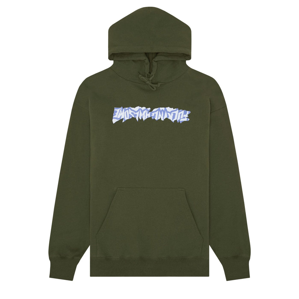 Fucking Awesome Cut Out Logo Hoodie Army Green