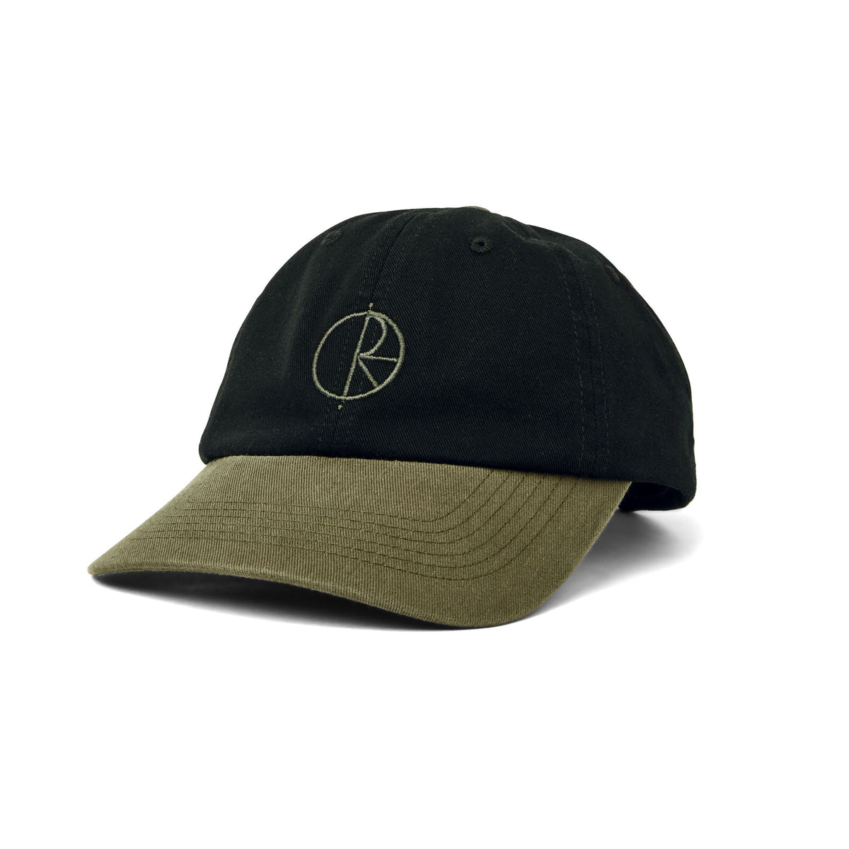 Polar Duo Stroke Logo Cap Black/Army Green Hats Polar Skate Co 