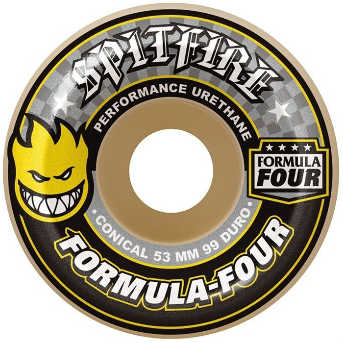 Spitfire Formula Four F4 Conical Yellow Print 99A 56MM wheels Spitfire 