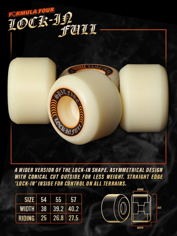 Spitfire Formula Four F4 Lock Ins Full Wheels 101A 54MM wheels Spitfire 