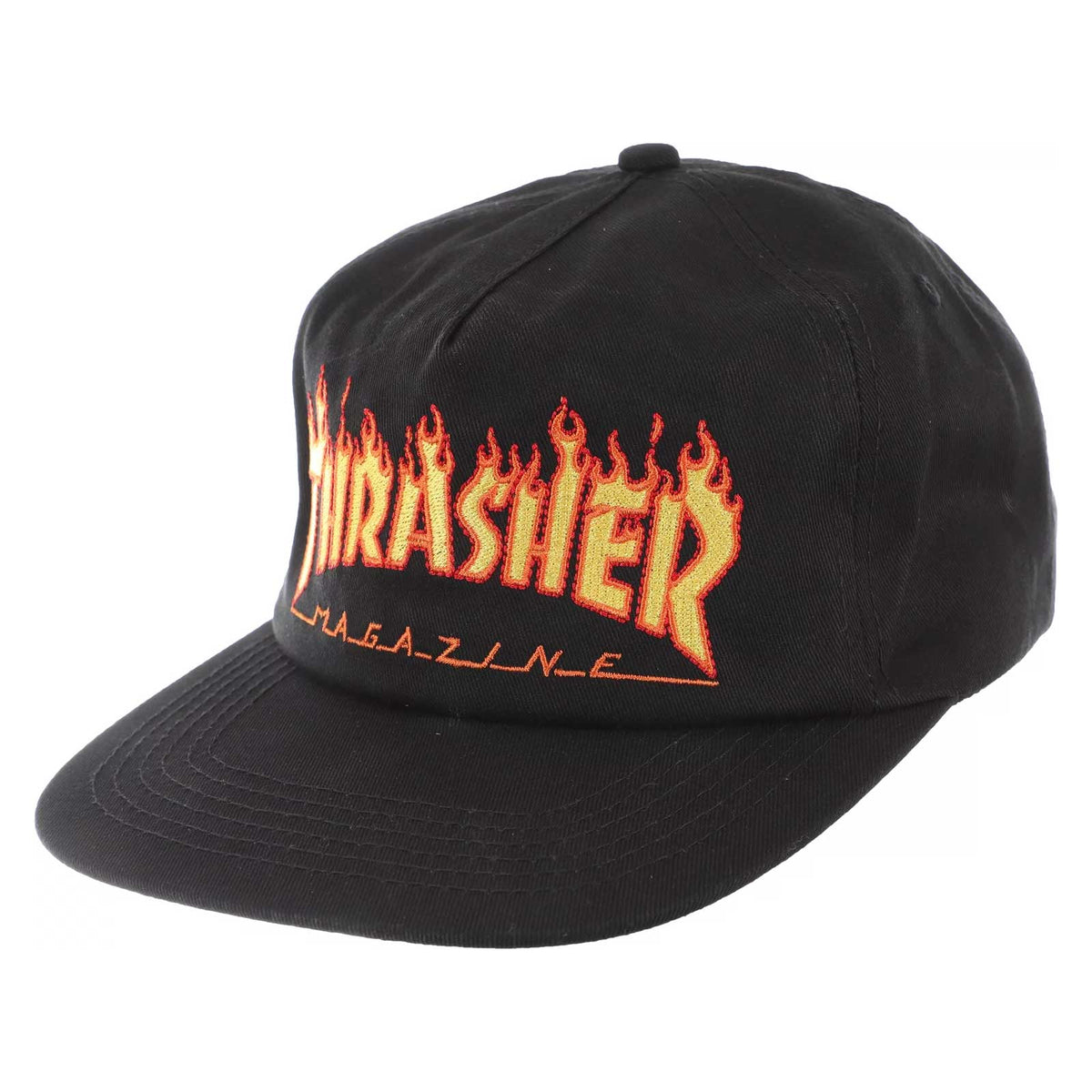 Thrasher Flame Embroidered Snapback Hat Black hats Thrasher Magazine 