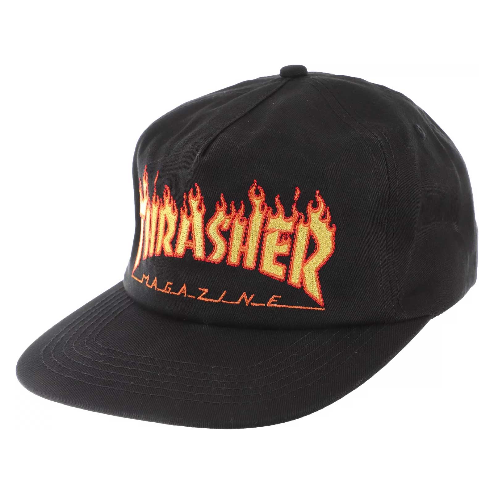 Thrasher Flame Embroidered Snapback Hat Black hats Thrasher Magazine 