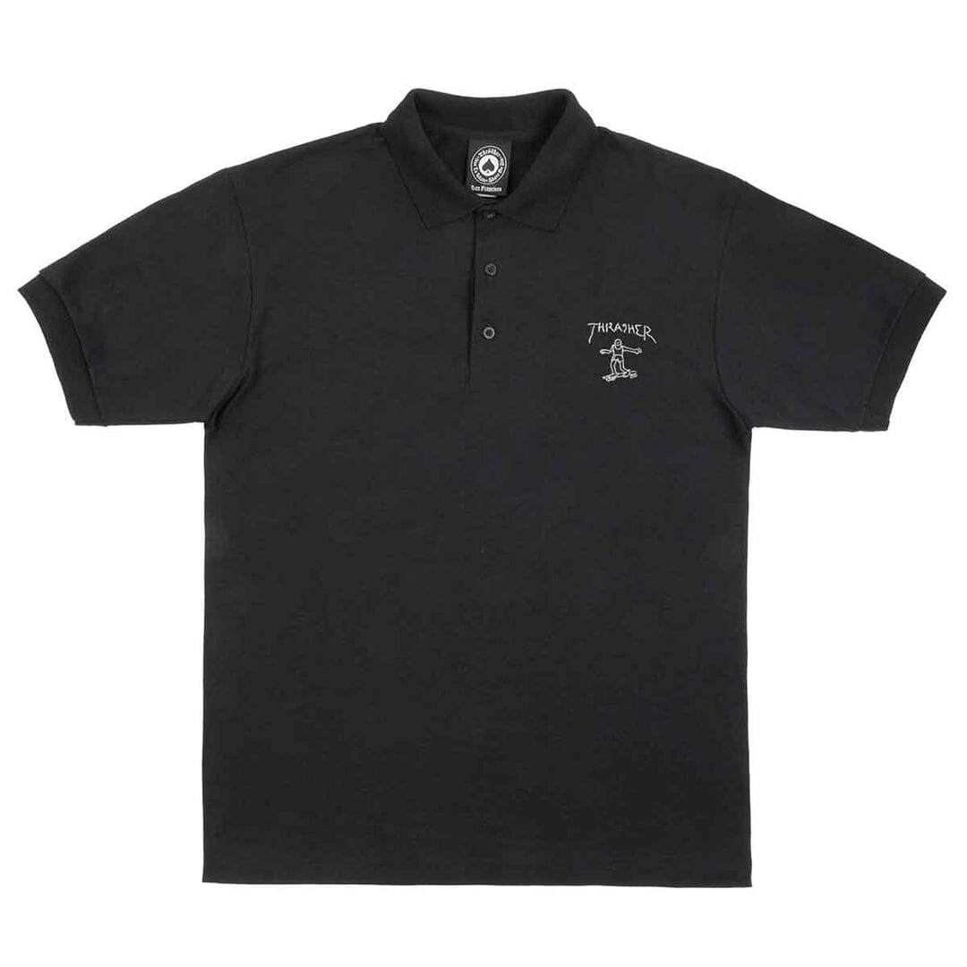 Thrasher Mini Gonz EMB Polo Shirt Black tees Thrasher Magazine 